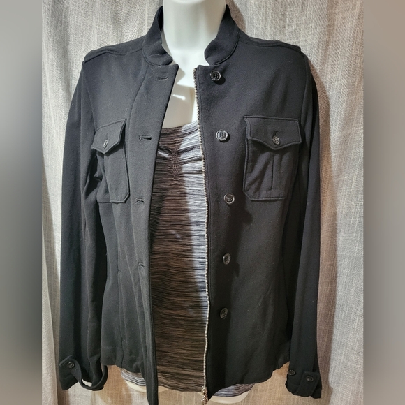 Gothic military jacket womens sz  M safari style pockets with black buttons - Picture 2 of 13